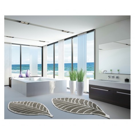 Tappeto da bagno Leaf Grey/Beige Ivory Sitap