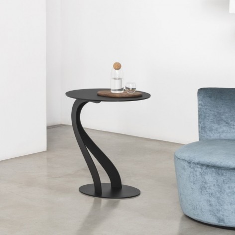 Tavolino ovale multifunzione in acciaio e vetro temperato Swan-0/26 Pezzani