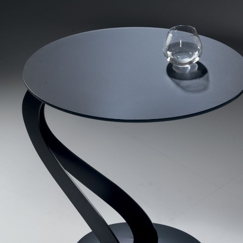 Tavolino ovale multifunzione in acciaio e vetro temperato Swan-0/26 Pezzani