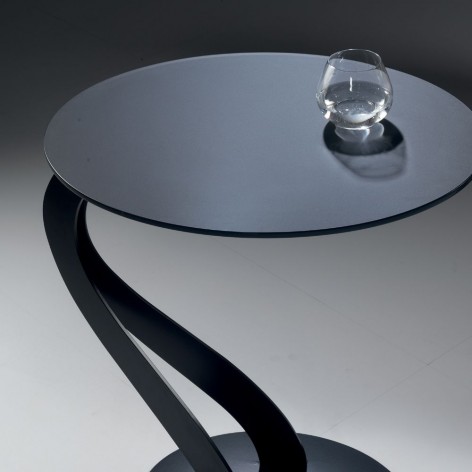 Tavolino ovale multifunzione in acciaio e vetro temperato Swan-0/26 Pezzani