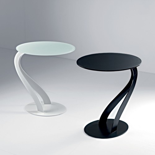 Tavolino ovale multifunzione in acciaio e vetro temperato Swan-0/26 Pezzani