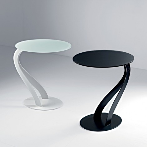 Tavolino ovale multifunzione in acciaio e vetro temperato Swan-0/26 Pezzani