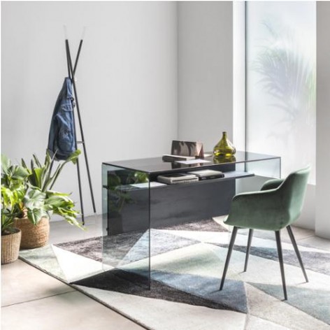 Scrivania Scriba-0/84 in vetro trasparente 100x55x75h  Pezzani