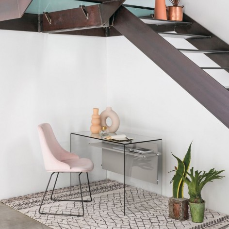 Scrivania Scriba-0/84 in vetro trasparente 100x55x75h  Pezzani