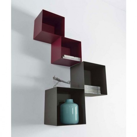 Libreria Twin a parete cubi in acciaio verniciato sablè 0/77+0/76.comp-1 Pezzani