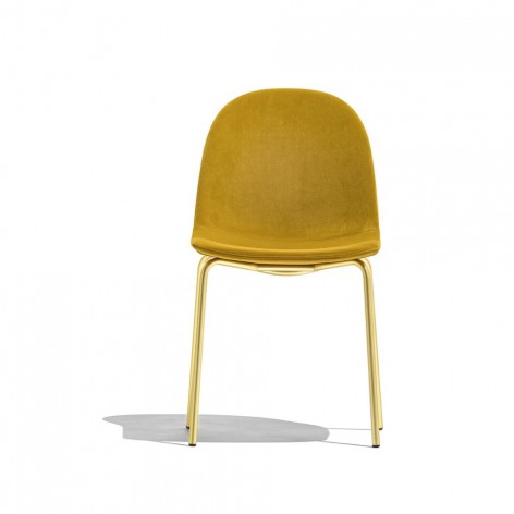 Set 2 sedie Academy eleganti Connubia CB1663 struttura in ottone verniciato e seduta in plastica o imbottita tessuto/velluto