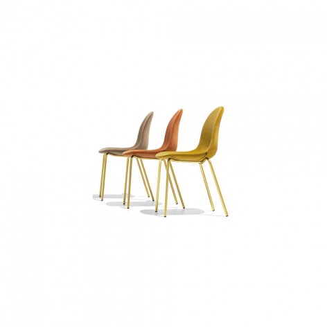 Set 2 sedie Academy eleganti Connubia CB1663 struttura in ottone verniciato e seduta in plastica o imbottita tessuto/velluto