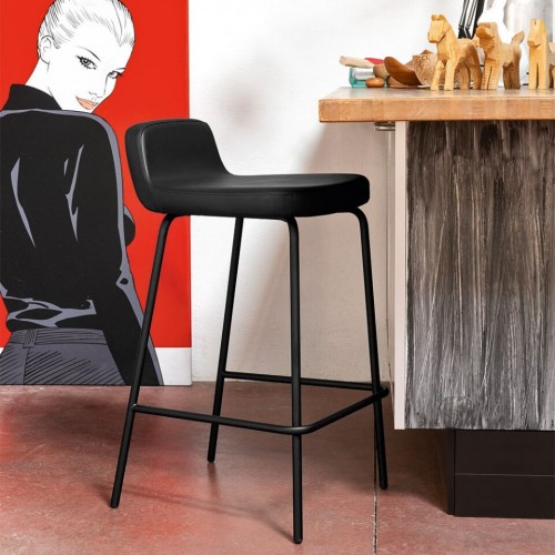 Sgabello cucina/bar base metallo e sedile in tessuto Riley Connubia CB2116