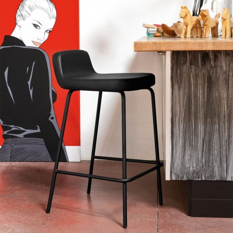 Sgabello cucina/bar base metallo e sedile in tessuto Riley Connubia CB2116