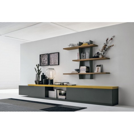 Versus mensola libreria a parete design in metallo e  laccato effetto legno Tomasella