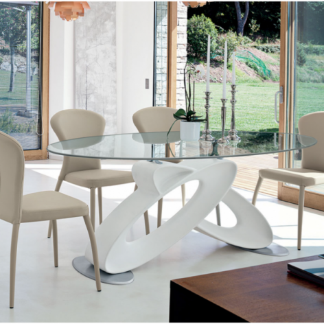 Tavolo Eclipse 220 elegante salotto ovale in vetro temperato trasparente Target TP400