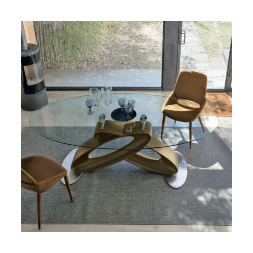 Tavolo Eclipse 220 elegante salotto ovale in vetro temperato trasparente Target TP400