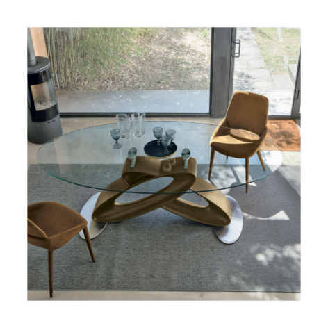Tavolo Eclipse 220 elegante salotto ovale in vetro temperato trasparente Target TP400