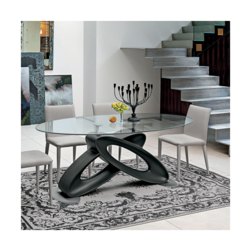 Tavolo Eclipse 220 elegante salotto ovale in vetro temperato trasparente Target TP400