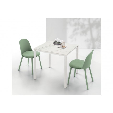 Tavolo Pellicano 90 fisso quadrato 90x90 in gres porcellanato effetto marmo Target TP180
