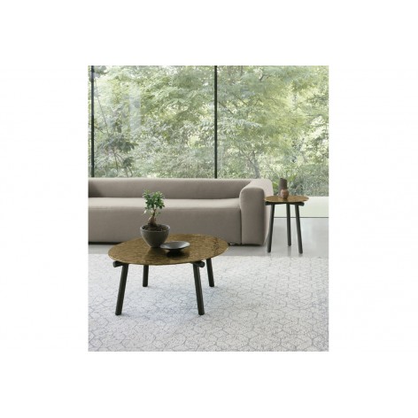 Tavolino Kyoto rotondo stile orientale struttura metallo e piano in vetro temperato Target point TL189