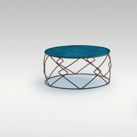 Tavolino salotto Drum in vetro ondulato trasparente colorato Target TL173