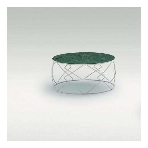 Tavolino salotto Drum in vetro ondulato trasparente colorato Target TL173