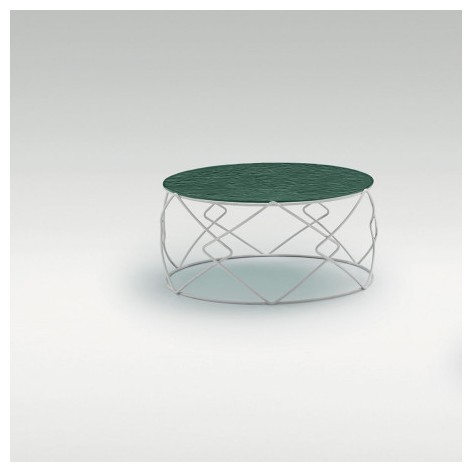 Tavolino salotto Drum in vetro ondulato trasparente colorato Target TL173